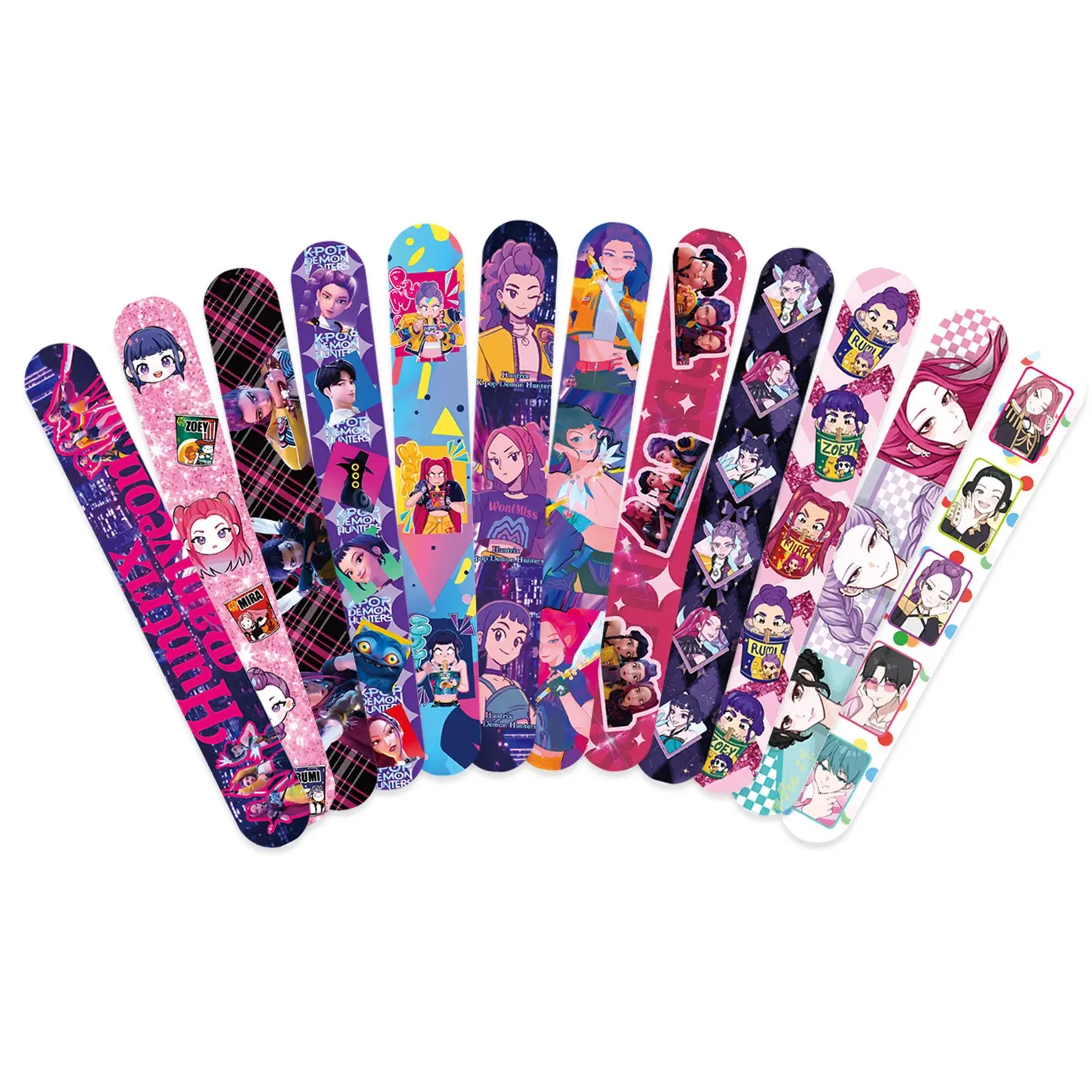 12 styles of Korean cartoon girl group party gift bracelets, perfect for party favors. 12 different cartoon bracelets so everyone gets their own special gift