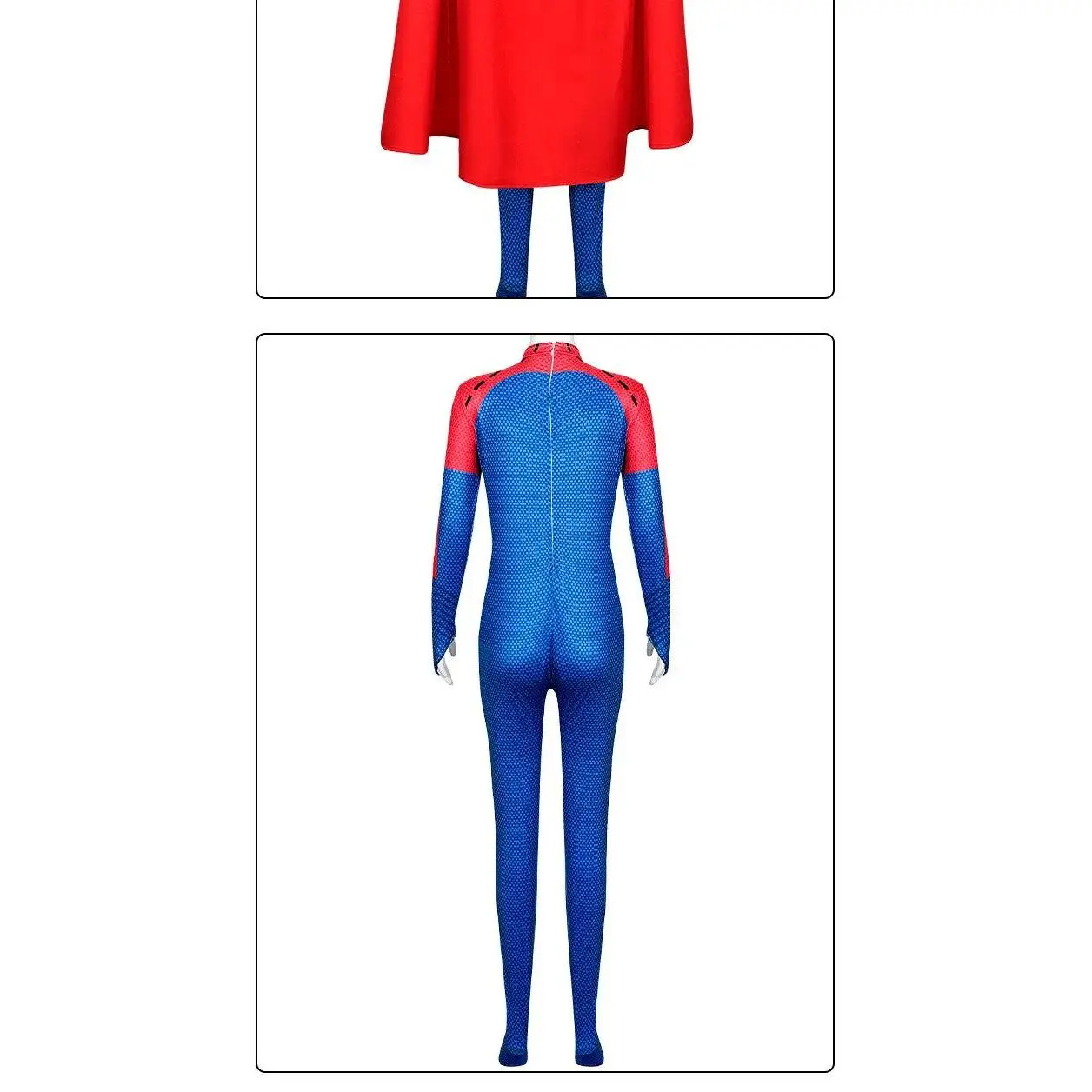 Anime Supergirl Cosplay Costume Tight Strap Cloak Halloween Superman Jumpsuit Super Heroine Cosplay Outfit Movie Costume Suit