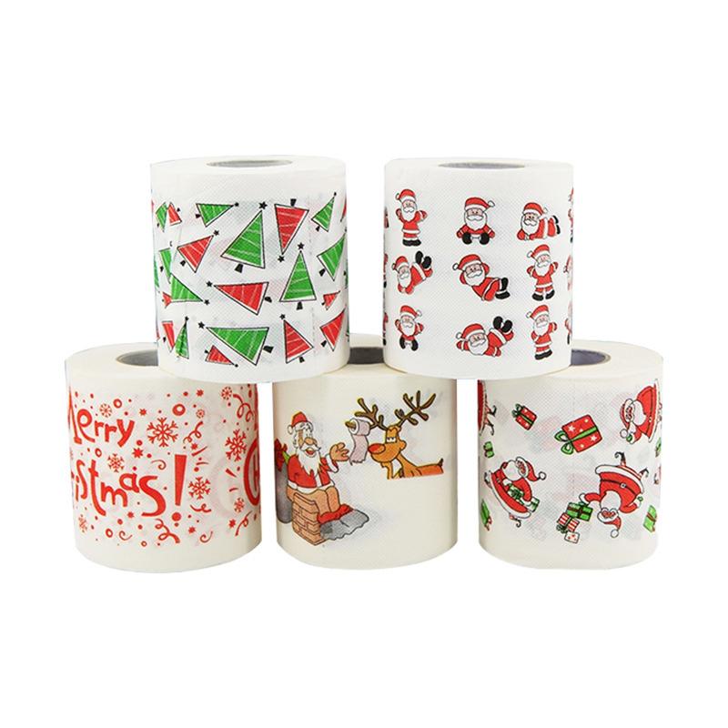 Christmas Holiday Printed Napkins Roll, Cartoon Santa Tree Gift Prints, Festive Kitchen Paper Towels, Christmas Party Supplies