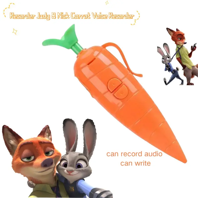 Judy & Nick Carrot Voice Recorder Electronic Sound Toy Can Write Graffiti Ballpoint Pen Novelty Voice Recorder Pen Gift Portable Recording