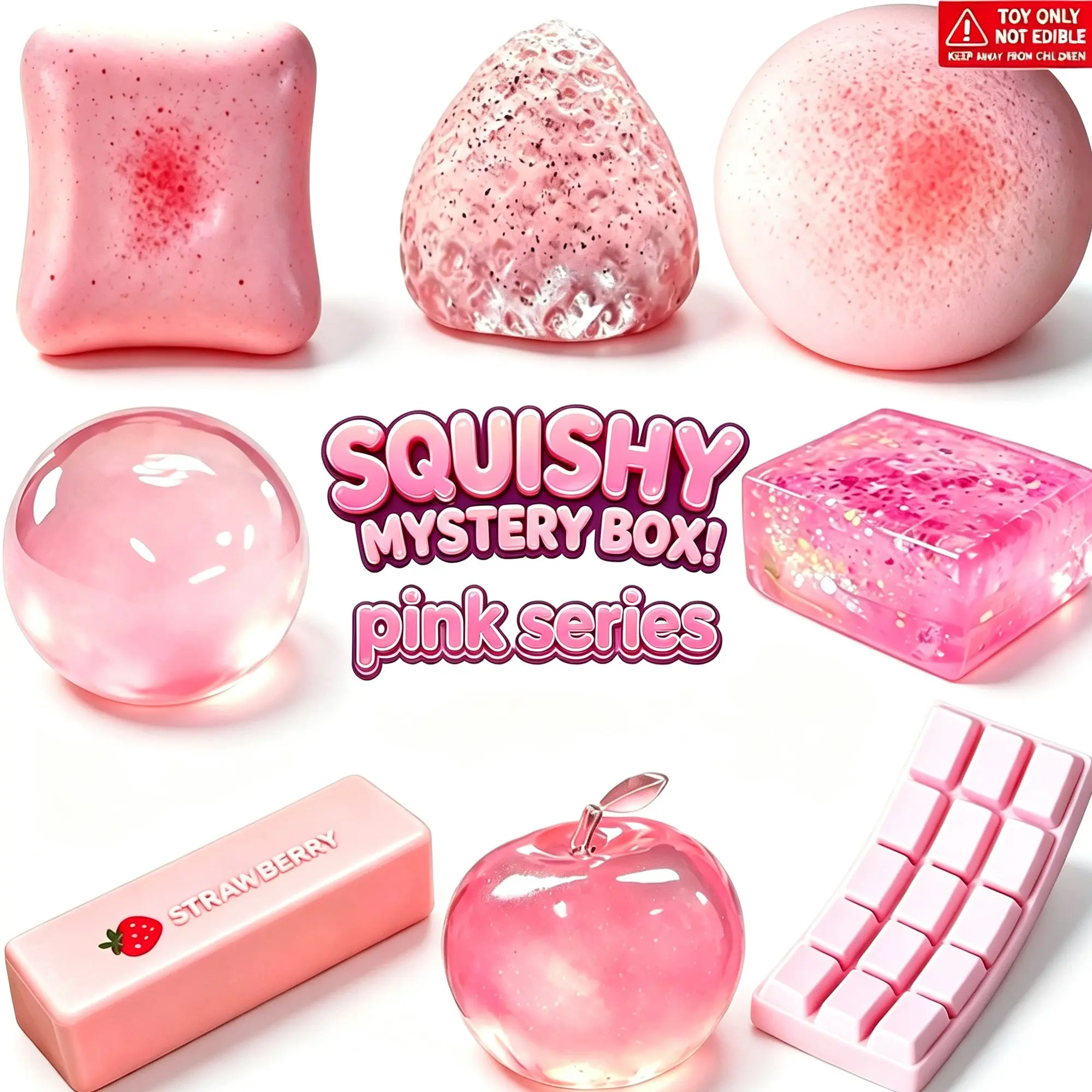 8-Pack Glitter Squishy Stress Relief Toys, Slow Rebound Creative Fidgets, Soft Portable Anxiety Relief Gifts for Kids and Adults, Squishy Set