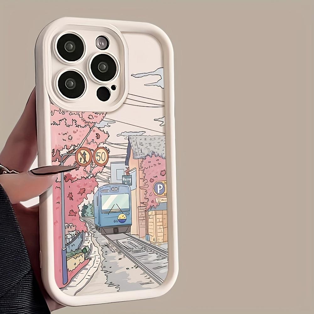 Phone Case - White Bamboo Pink Cherry Blossom Track Pattern for iPhone 17 E Air Pro ProMax iPhone16 15 14 Plus 13 12 Mini 11 X XS XR