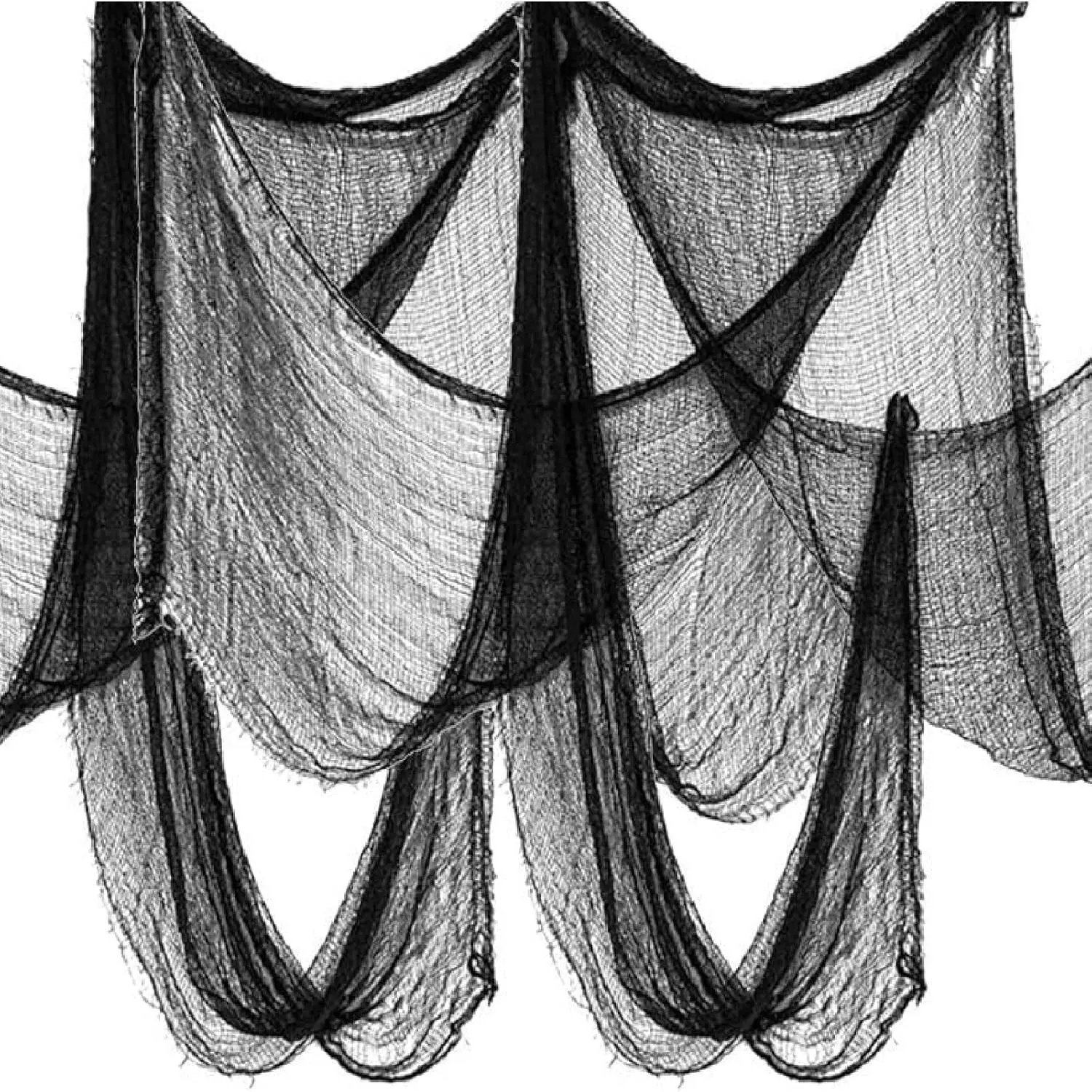 6 Pack Black Creepy Cloth - Halloween Decorations - 30x72 Inch Cotton Fabric - Spooky Fabric Haunted House, Party, Outdoor or Indoor