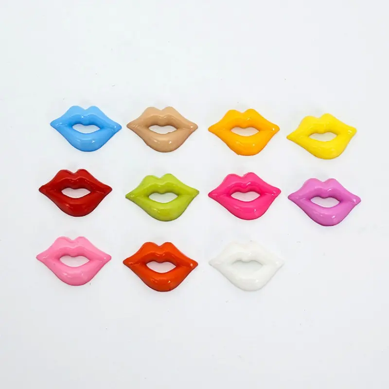 20pc Mixed Color Lips Charms, Mini Flame Lips Resin Charms, Kawaii Art Nail Decals, DIY Wedding Earrings & Crafts Supplies