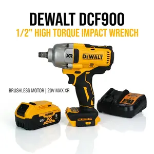 DeWalt DCF900NT Cordless Impact Wrench 1/2 Inch Square Drive 1898 N m for Construction and Mining with 4 Torque Modes 135 to 1396 N m Fastening TSTAK Tool Box Battery and Charger Included for Heavy Duty Compact Drill Set heavy-duty task