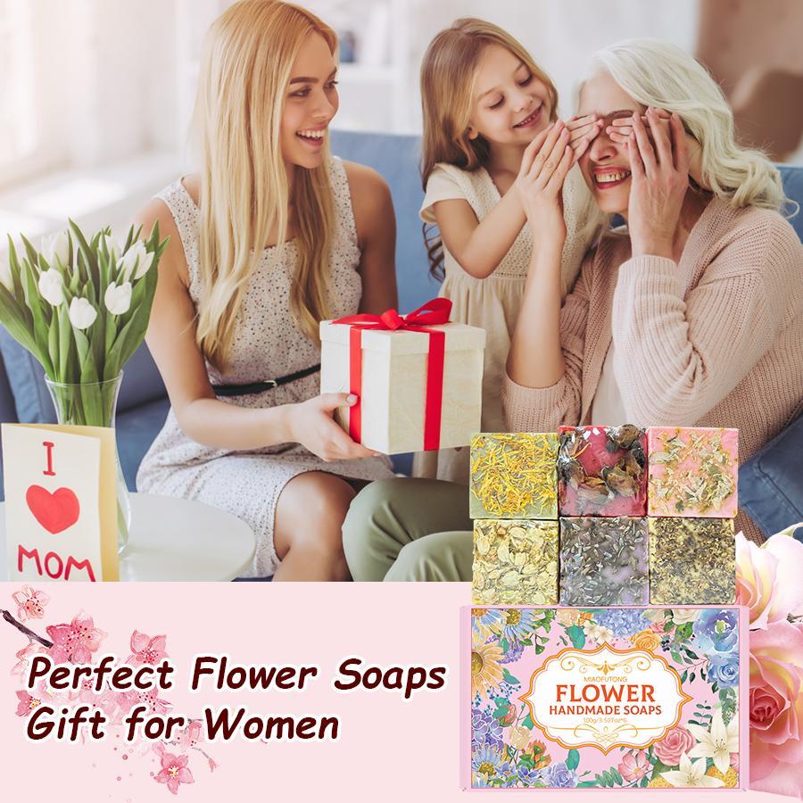 Flower Soap Set, 6 Counts/box Handmade Scented Soap, Moisturizing Soap for Showering, Washing Face, and Bathing, Body Wash & Cleansers