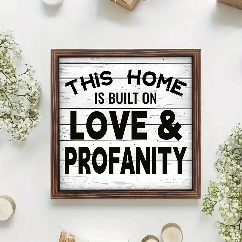 Funny 8x8 inch wooden photo frame, art frame, wall decoration, Framed Decor, humorous home decor gift idea, perfect for living room and bedroom walls, a unique gift for loved ones