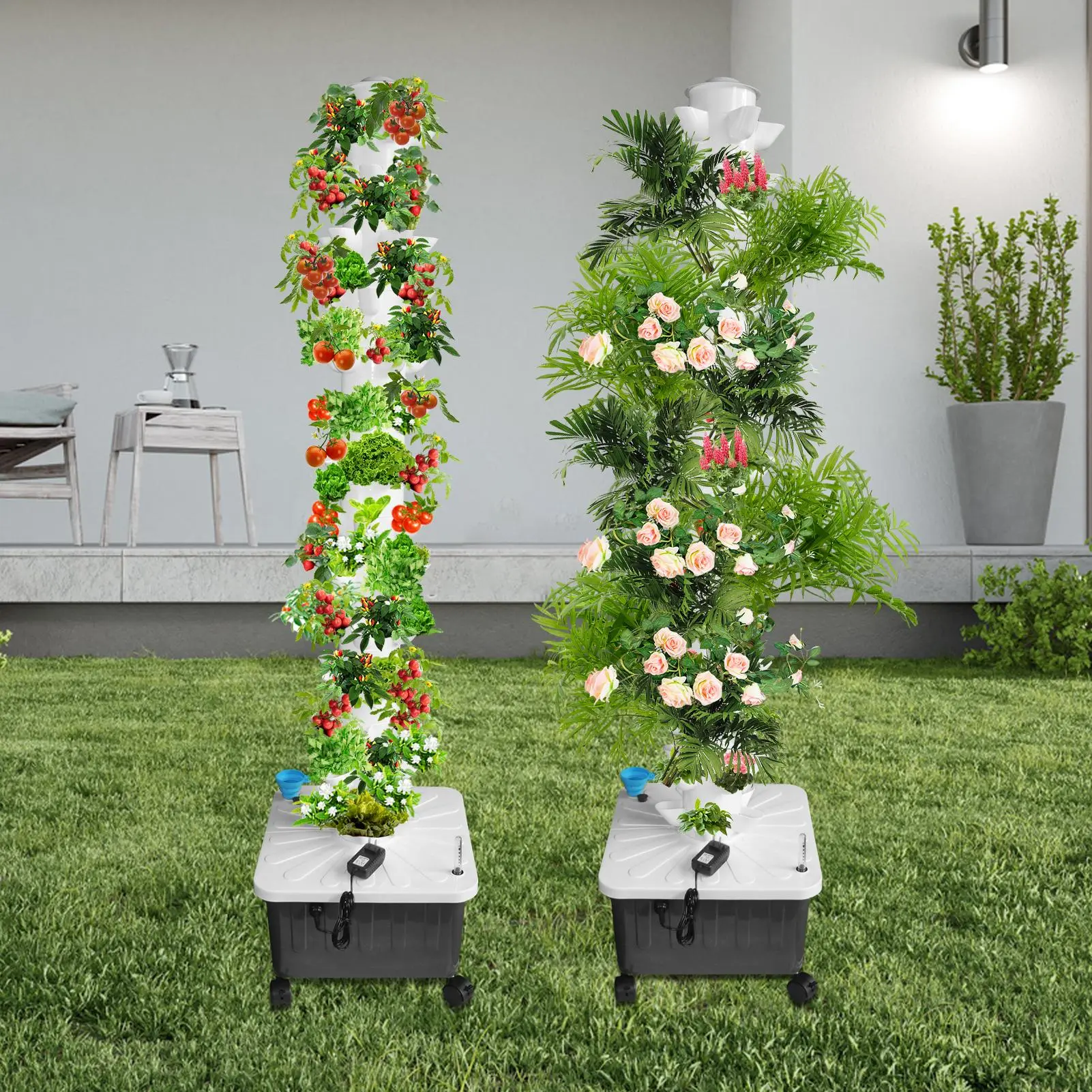 Hydroponic Tower, 14-Layer Hydroponics Growing System Kit with 70 Slots, Vertical Garden System with 20L Water Tank and Pump for Indoor Outdoor Home, Balcony & Patio