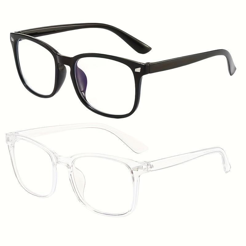 2 Pairs of Unisex Square Light Blue Computer Glasses - Anti-Blue Light Advanced 99% Shading Glasses, And Anti- Retro Style lady baggy cardigan perfect holiday party favor thick plush green candlestick easy cut wooden peanut  chain jacquard design Free Sta