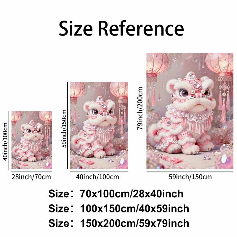 National Trend Theme Printing Blanket, Facecloth Blanket, Into The Traditional Culture, Embellished with Chinese Lanterns and Glitter Effect, Suitable for Sofa, Bedroom and Travel, Suitable for All Seasons