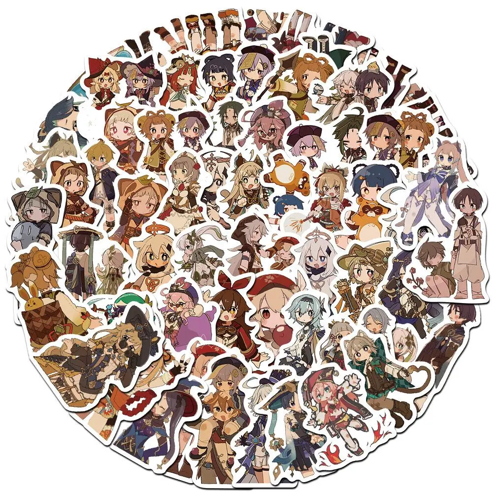 10/30/60pcs Cute Cartoon Game Genshin Impact Stickers Anime Decals DIY Luggage Skateboard Phone Suitcase Kawaii Graffiti Sticker