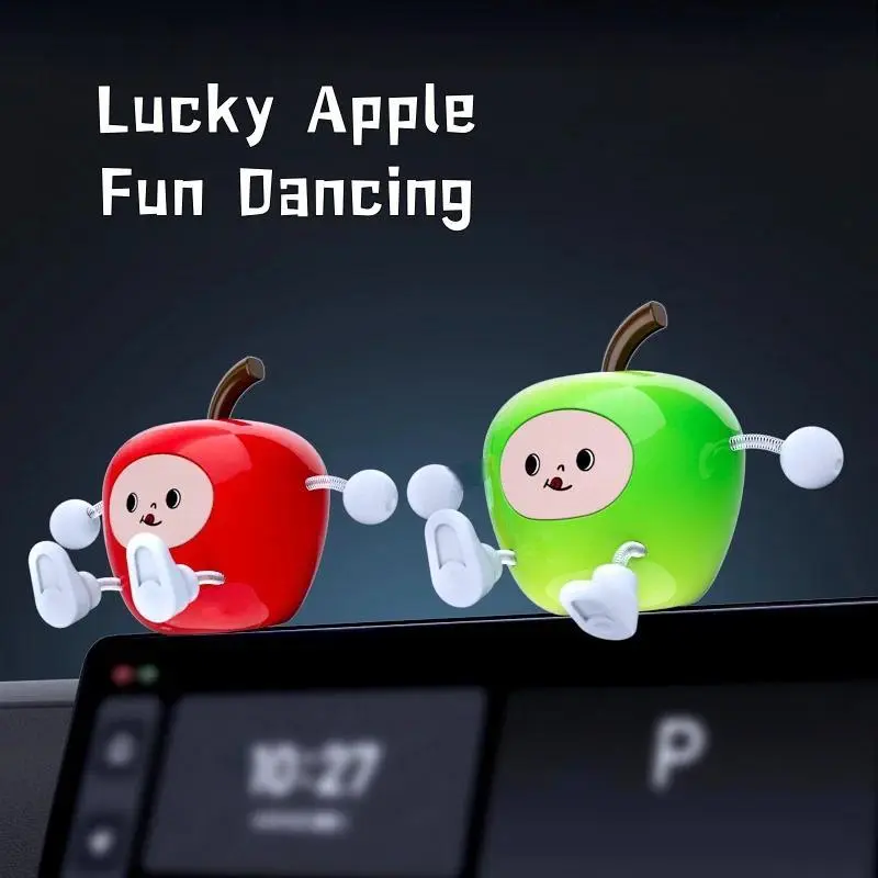 Car Dashboard Apple Ornament, Cute Wiggling Dancing Toy, Lucky & Peaceful Auto Decor