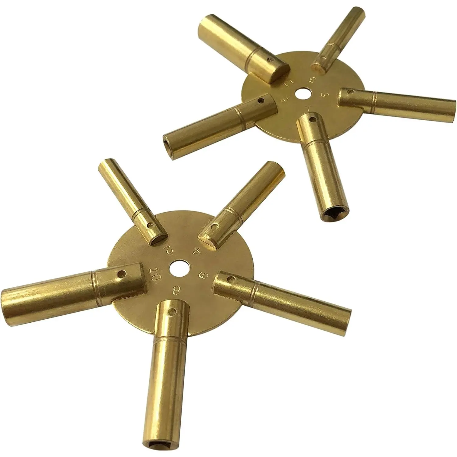 Winged Brass Clock Key Set, Fits 2-10 & 3-11, Spider Star Style, Odd & Even Pairs, 110 Pieces