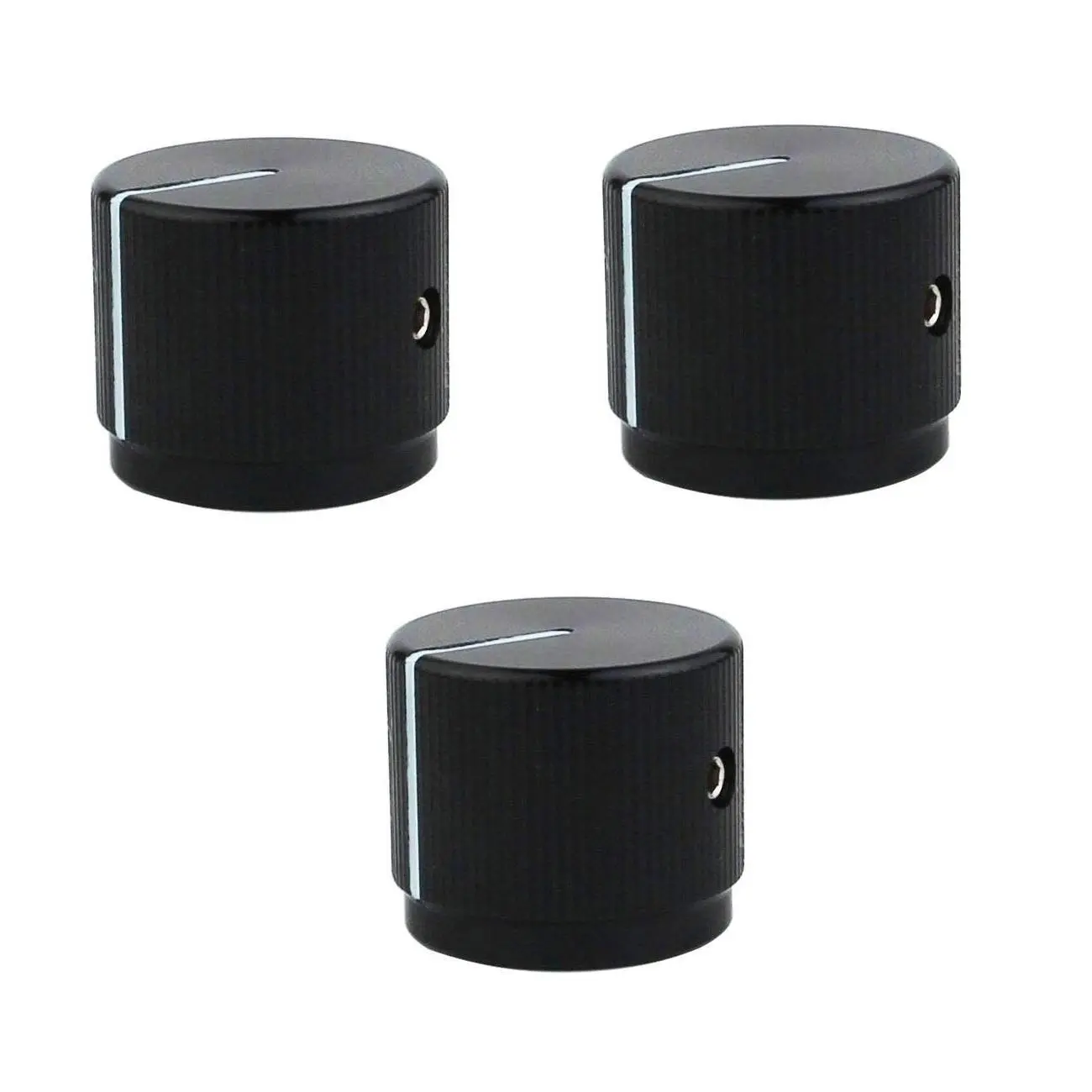 3Pcs Guitar Aluminum Alloy Flat Top Control Knobs Dia. 6mm(0.24") Shaft Pots - Dome Tuning Potentiometer Knob Replacement Part for Electric Guitar or Precision Bass, black