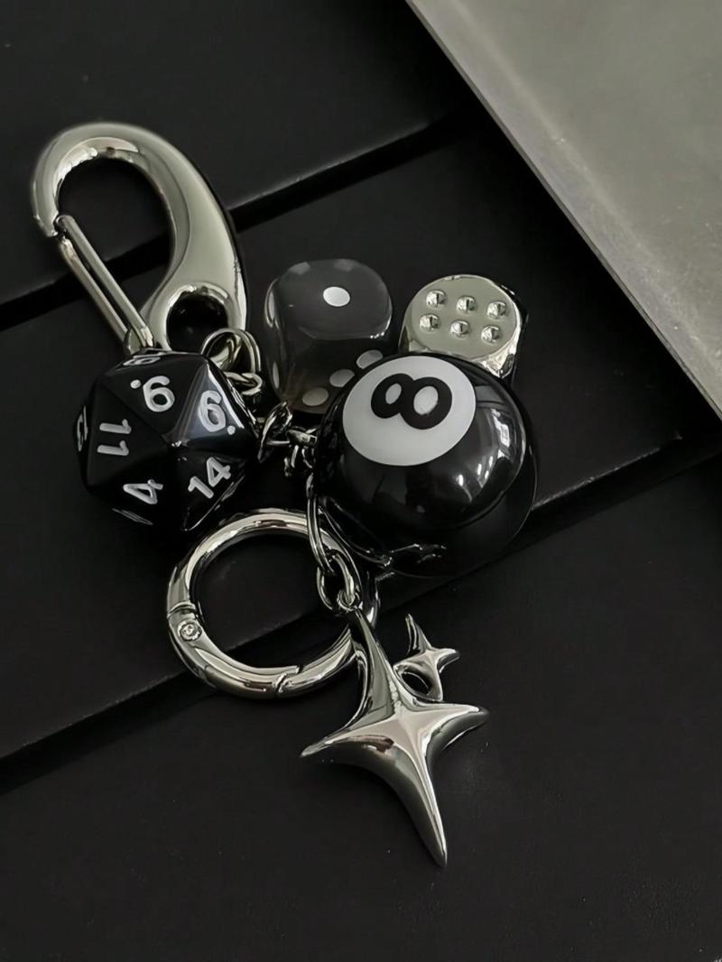 Dice & Ball Design Keychain, Cute Keychain for Car Keys for Women & Men, Fashion Accessories for Bag Decoration, Keychain Pendant Dice & Ball Design Keychain, Cute Keychain for Car Keys for Women & Men, Fashion Accessories for Bag Decoration, Keychain Pendant