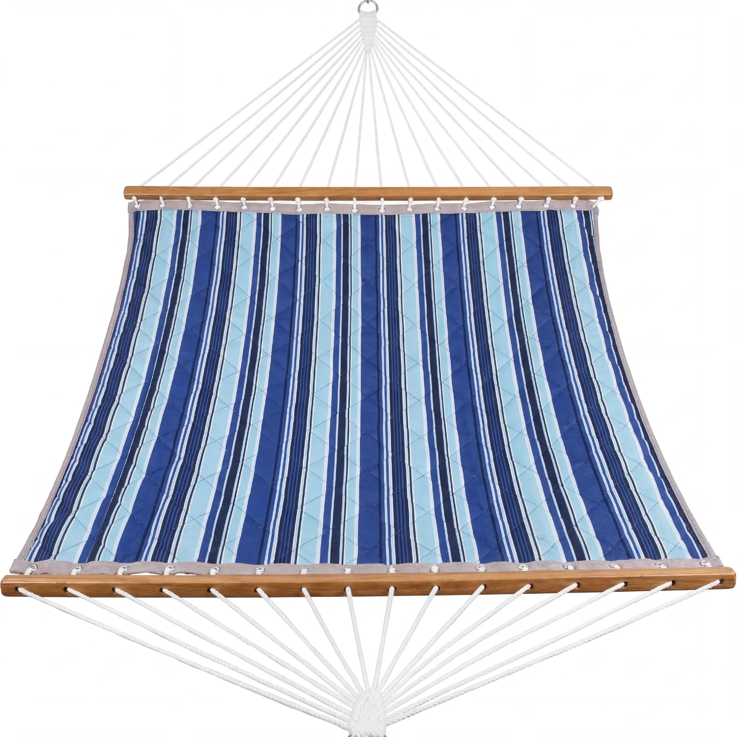 Extra Large Outdoor Double Hammock - 350cm Length, Wooden Spread Bars, Removable Cushions, Chains, Robust Steel Frame, Weather-Resistant, Supports 204kg for Outdoor Relaxation & Relaxing Rest (Garden, Terrace)