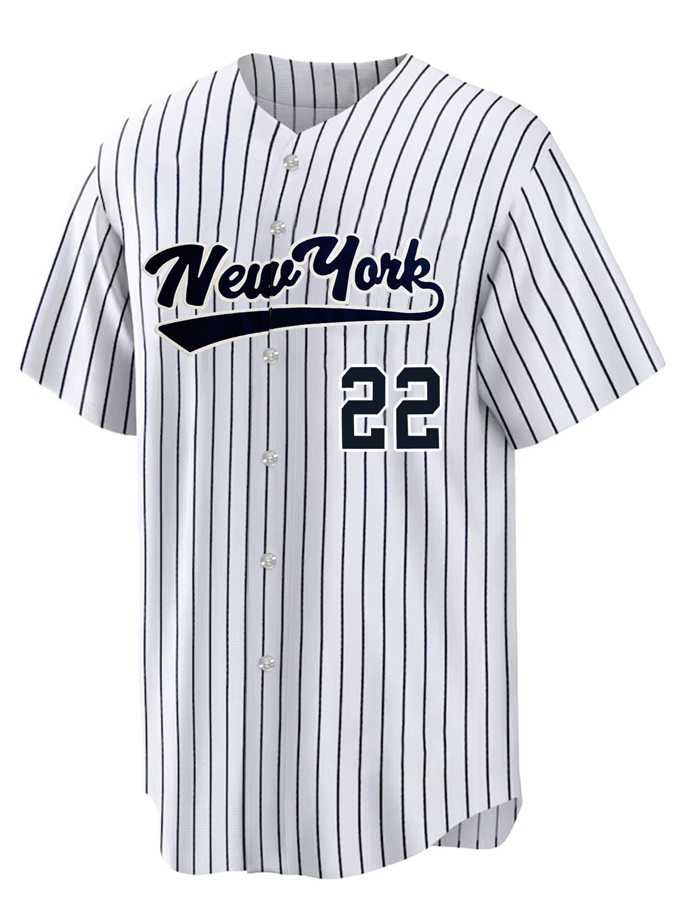 Men's Letter & Number Print Baseball Jersey, Casual Breathable V-neck Short Sleeve Pullover Uniform for Training & Competition, Embroidered Design Baseball Top, Jersey Shirts, Sports Top