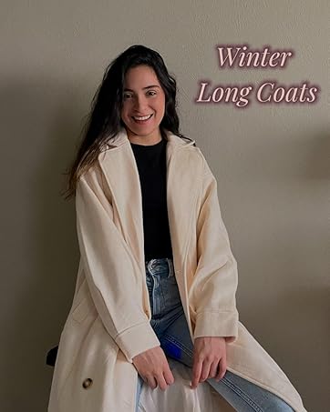 Women's Long Coat Notched Lapel Collar Double Breasted Pea Coat Winter Elegant Wool Blend Over Coats Jackets Women's Long Coat Notched Lapel Collar Double Breasted Pea Coat Winter Elegant Wool Blend Over Coats Jackets