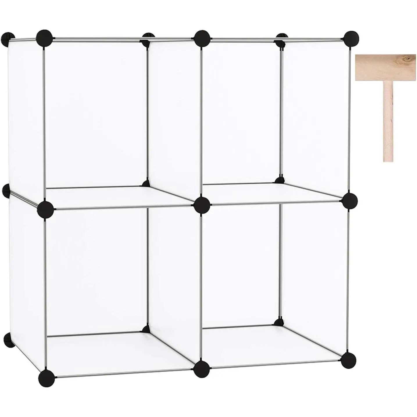 Plastic Cube Storage Organizer, 4-Cube Shelves Units, White | DIY Modular Bookshelf, Portable Closet Organizers and Storage Ideal for Bedroom, Office, 24.8" L x 12.4" W x 24.8"
