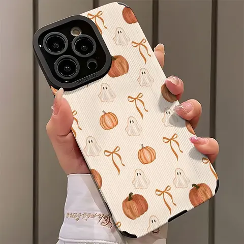 Halloween Pumpkin Bow Phone Case, Shockproof Ultra-Thin Protective Cover for iPhone 17/16/15/14/13/12/11/plus/pro Max, Dust-Proof Gift Idea