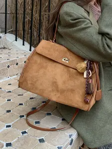 Vintage Matte Tote Bag Large Capacity Versatile Crossbody Kelly Bag Fall Winter New Fashion Women's Handbag