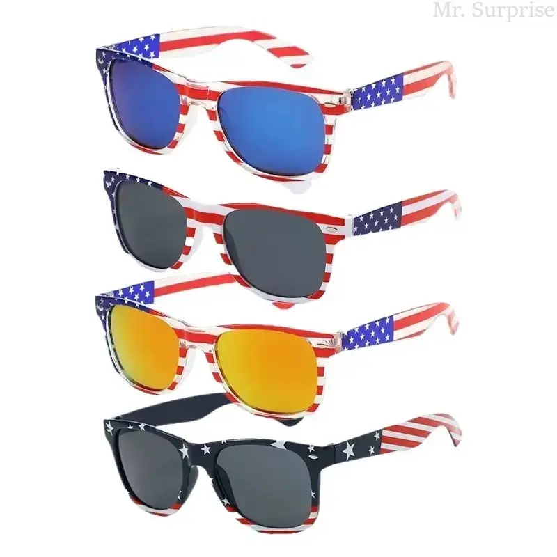 Novelty Sunglasses 4 Pack, Stylish American Flag Eyewear for Men & Women, Lightweight with UV Protection for Independence Day & Party Wear, Unisex Lightweight Sunglasses, Trendy Sunglasses, Uv Protective Glasses, Stylish Sunglasses