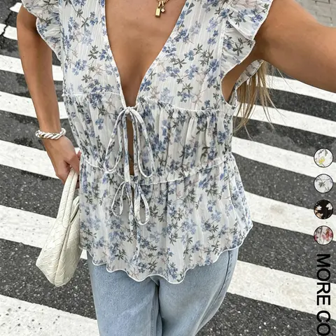 Women's Sleeveless Fitted Shirt Blouse Top Print, Fashionable Breathable For Summer Blouses Shirts Tops