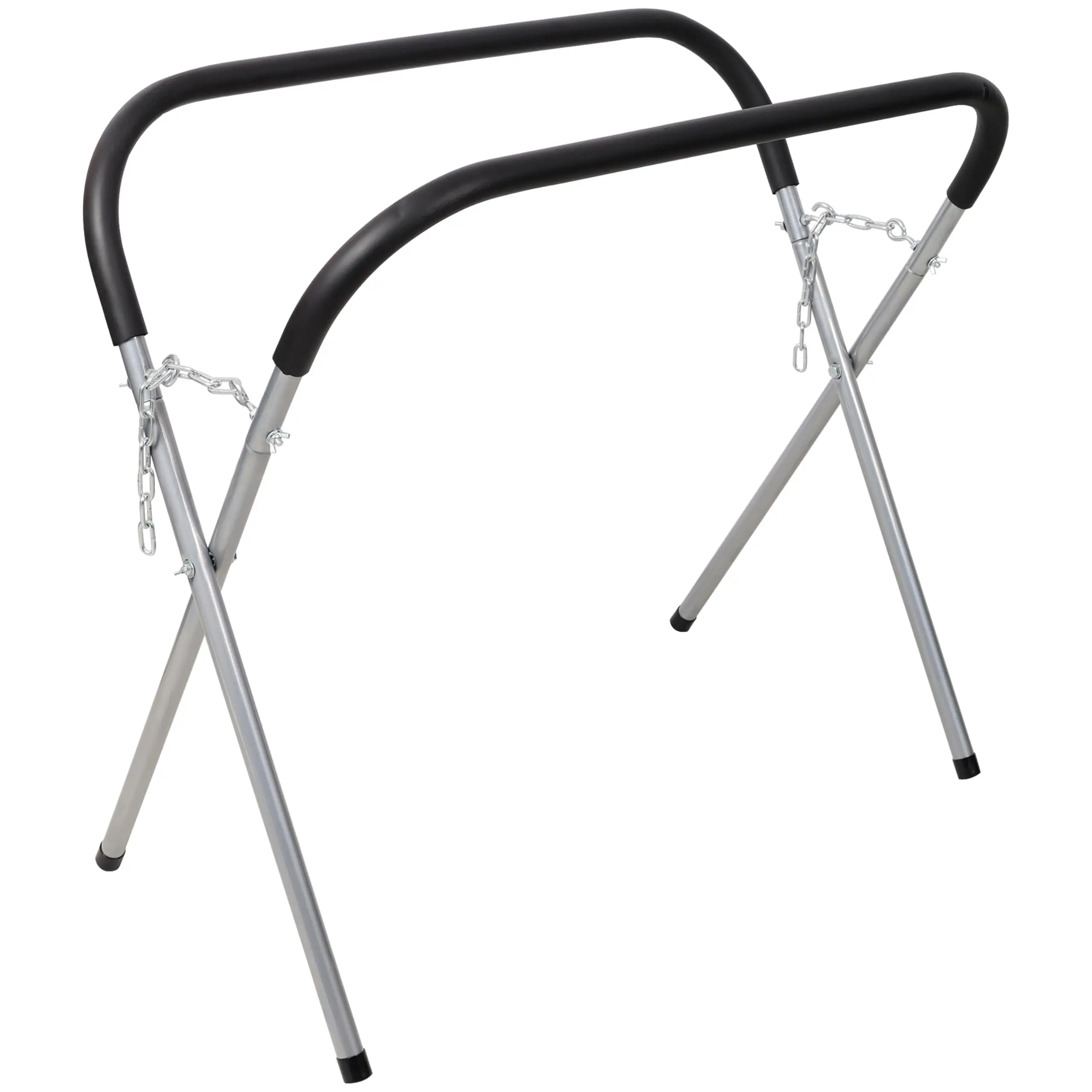 Heavy-Duty Portable Folding Work Stand with Adjustable Height, Padded Bars, Steel X-Frame, 750-800 lbs Capacity, Fender Support for Garage Users, Automotive & DIY Projects