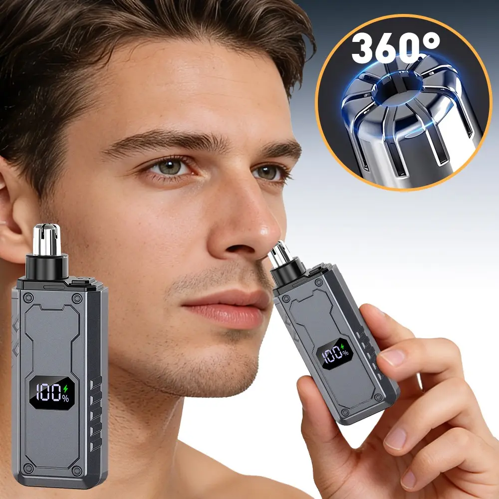 USB Rechargeable Men's Ear Nose Trimmer, LED Display, Portable Fashion Electric Nose Hair Trimmer, Ideal Gift for Father or Boyfriend, Cordless Nose Trimmer, Travel Trimmer