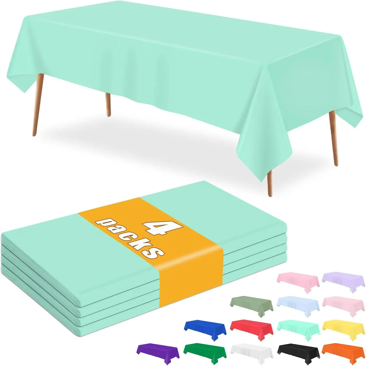 4 count Mint Green Tablecloth 54 X 108 Inch Disposable Plastic Table Cloth  Light Green Table Cover for Boy Birthday Party  Shower Summer Picnic Party Decorations
