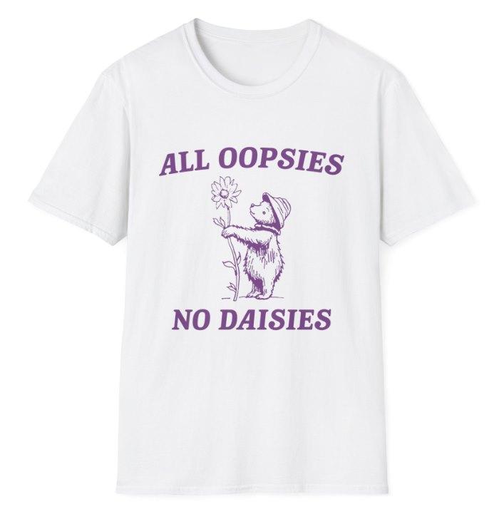 All Oopsies Vintage Drawing Meme Tee, Sarcastic Cartoon Casual Short Sleeve For Daily Streetwear