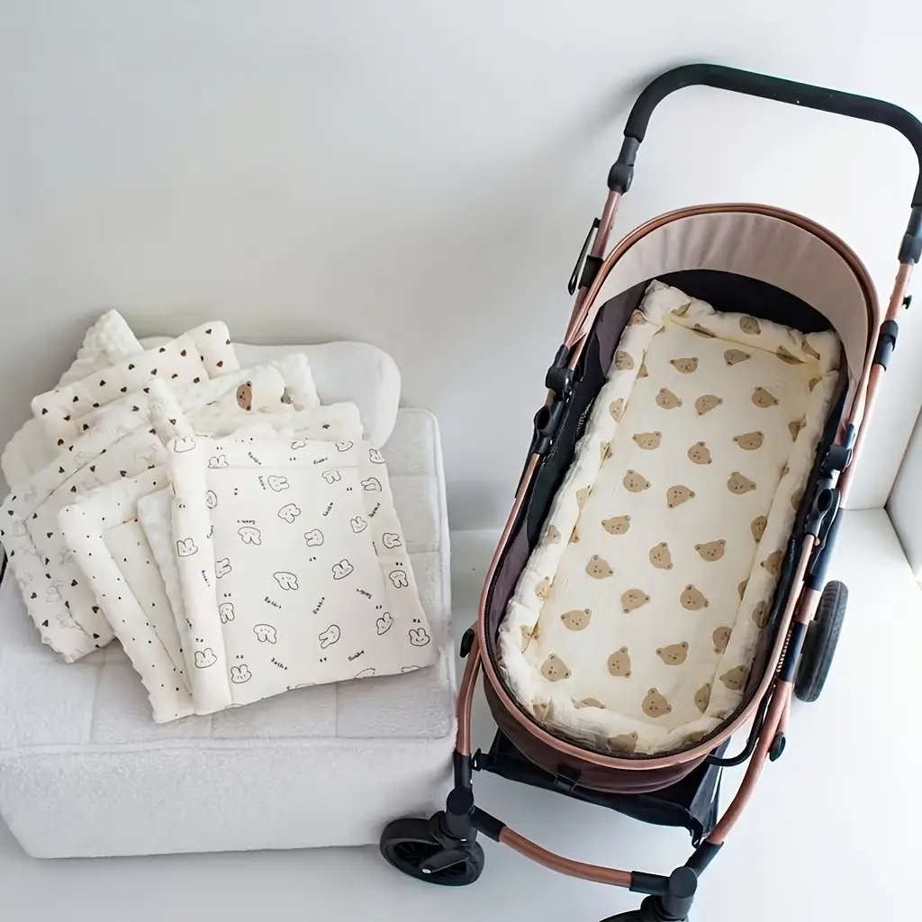 Kids' Polyester Graphic Print Seat Cushion 2-Pack - Soft, Comfortable, Breathable Reversible Design, Practical Stroller Accessory, Versatile Pad for Daily Use Scenarios (Stroller, Daily Activities)