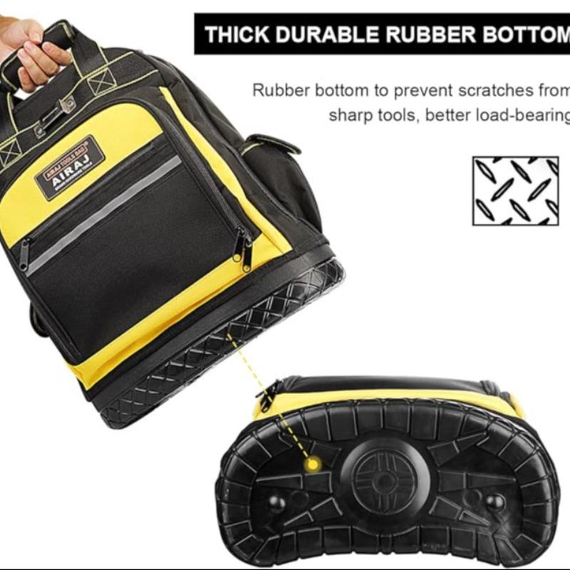 Tool Backpack with Waterproof Base, Durable Multi-functional Pocket for Electrician and Industrial and Construction Work, Tool Organizer, Tool Bag