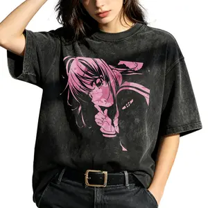 Anime Style, Women's T-Shirt, Pink Silhouette Girl With Finger On Lips, Casual Summer Wear, Gift For Anime Fans And Girls