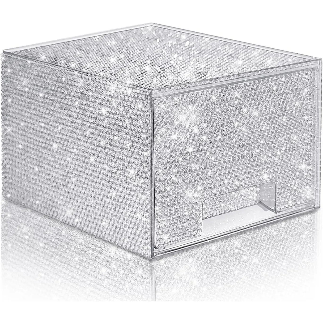 Bling Stackable  Organizer with  Rhinestones, Glitter  Drawer, Shiny Plastic Organizer for Dresser, ,Pantry,  Organization and Storage