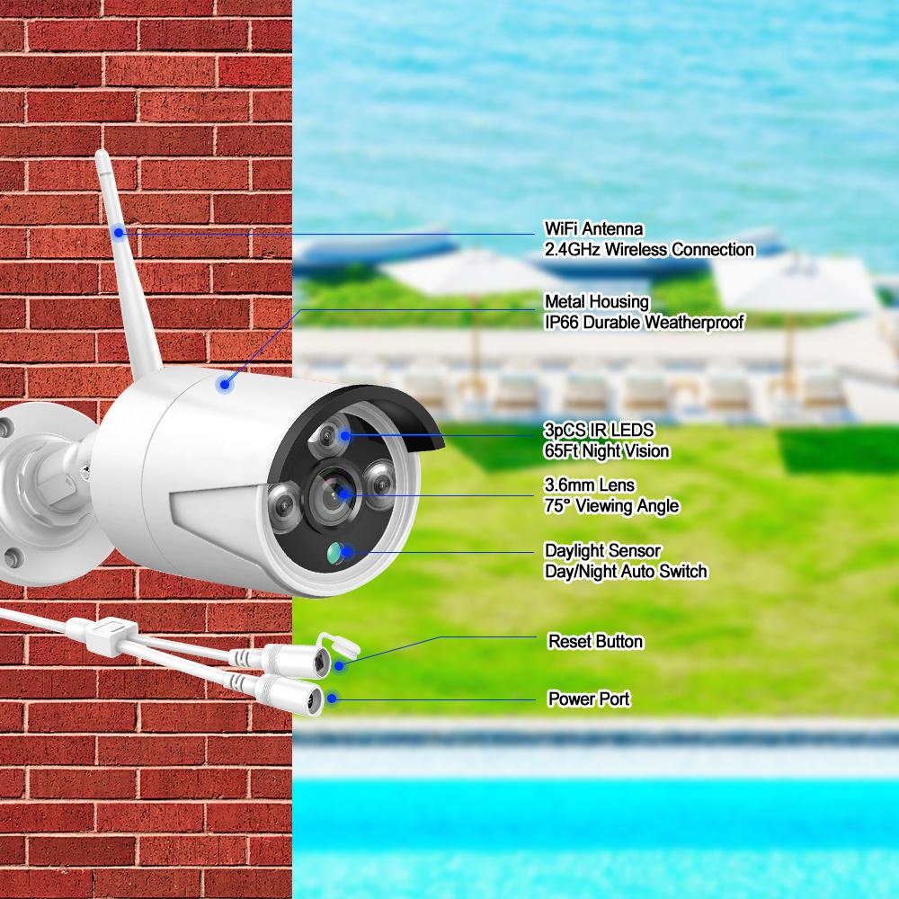 5MP Wireless Security Camera System with One-Way Audio,4Pcs 5MP Outdoor/Indoor WiFi Surveillance Cameras, HD Video,Night Vision, Weatherproof,Motion Detection,DC12V Power Cord Christmas gift