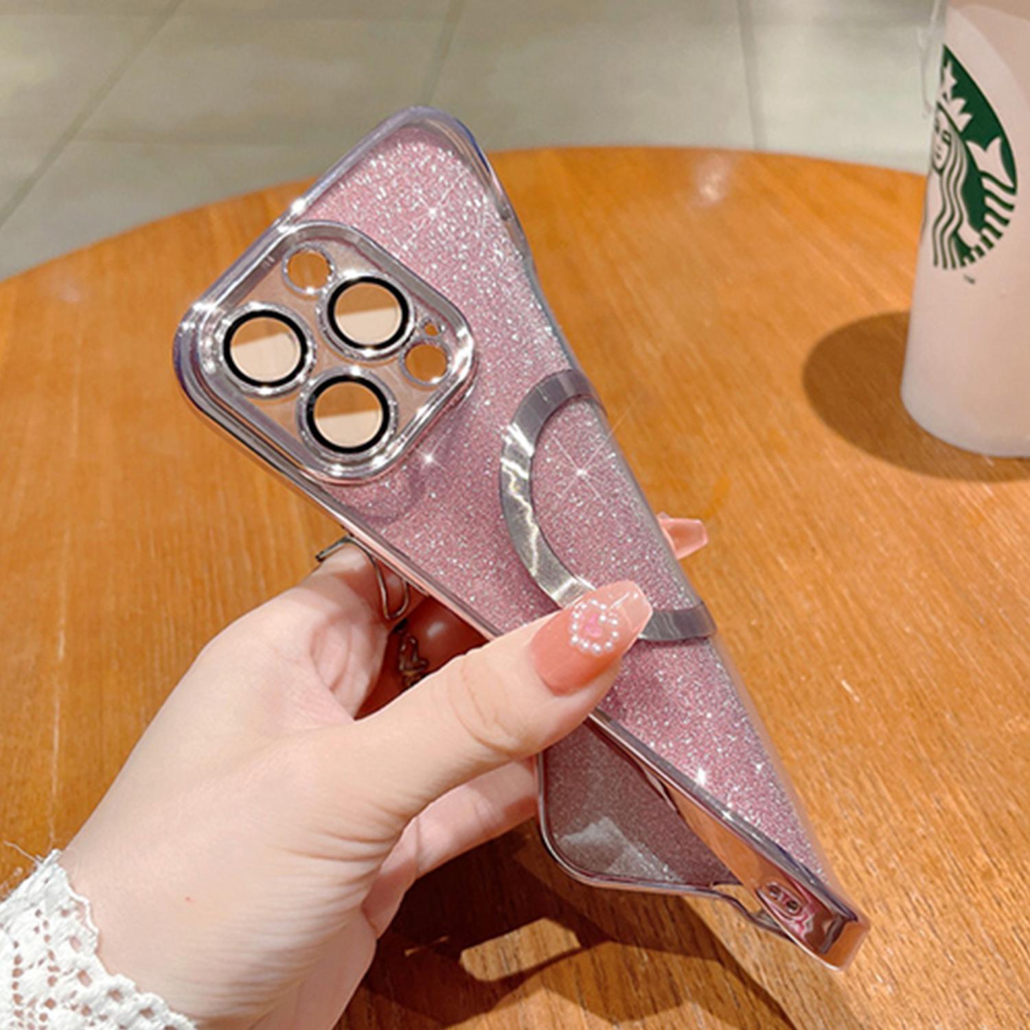 MagSafe Case For iPhone 16 Pro Max 15 14 13 Compatible with Magnetic Charging Bling Glitter Case Plating Bumper with Camera Lens Cover
