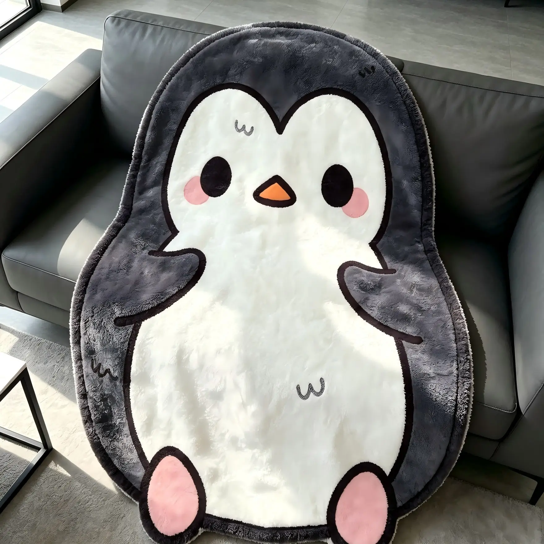 Cute Cartoon Penguin Flannel Blanket, Soft and Comfortable, Ideal for All Seasons, Perfect Gift for Office, School, Home, Picnic, Travel, Fuzzy Soft Blanket
