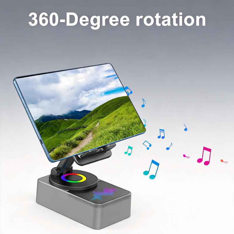 Wireless Bluetooth Audio Speaker with LED Light Phone Bracket Holiday Presents Universal Mobile Stand Mount