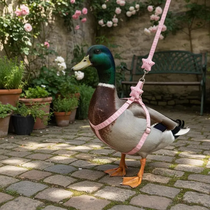 1-Pcs Duck Harness And Leash, Chicken Harness And Leash, Waterfowl Walking Gear with Adjustable Straps, Nylon Material for Secure Outdoor Control, Pink Blue