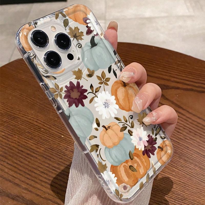 Pumpkin Pattern Phone Case, Anti-drop Shockproof Phone Protective Cover, Phone Accessory Compatible with iPhone 6 7 8 X XR XS 11 12 13 14 15 16 17 Pro Max, Air Pro Max