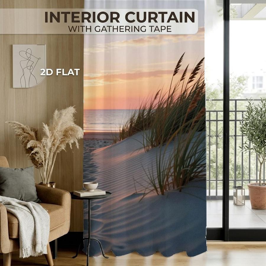 2Pcs Beach Landscape Sunset Pattern Seaside Scenery Sun Blocking Curtains Digital Printed Rod Pocket, Window Treatment For Bedroom Office Kitchen Living Room Study Home Decor