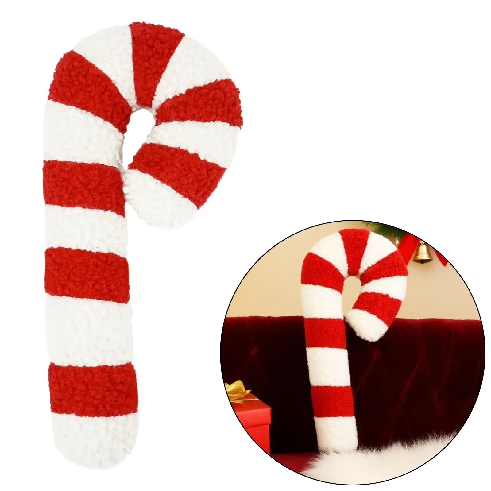 Plush Christmas Candy Cane Pillow, Festive Decorative Cushion, Sofa Bed Office Backrest, Winter Party Home Essential, Soft Cozy Warm Companion, Christmas Gift