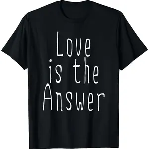 Unisex "Love is the Answer" Graphic T-Shirt, Soft Vintage Washed Cotton, Indie Aesthetic Relaxed Fit Short Sleeve Basic Tee