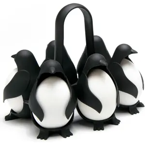 Penguin Egg Cooker & Holder for Hard or Soft Boiled Eggs – 3-in-1 Kitchen Gadget for Cooking, Fridge Storage & Serving, Holds 6 Eggs, Cute Space-Saving Breakfast Gift for Home Kitchen
