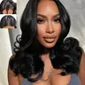 Layered Wavy U Part Wig for Women, Medium Length Glueless Synthetic Hair, Heat Resistant, Easy Install, Natural Look, Synthetic Bodywave Wig