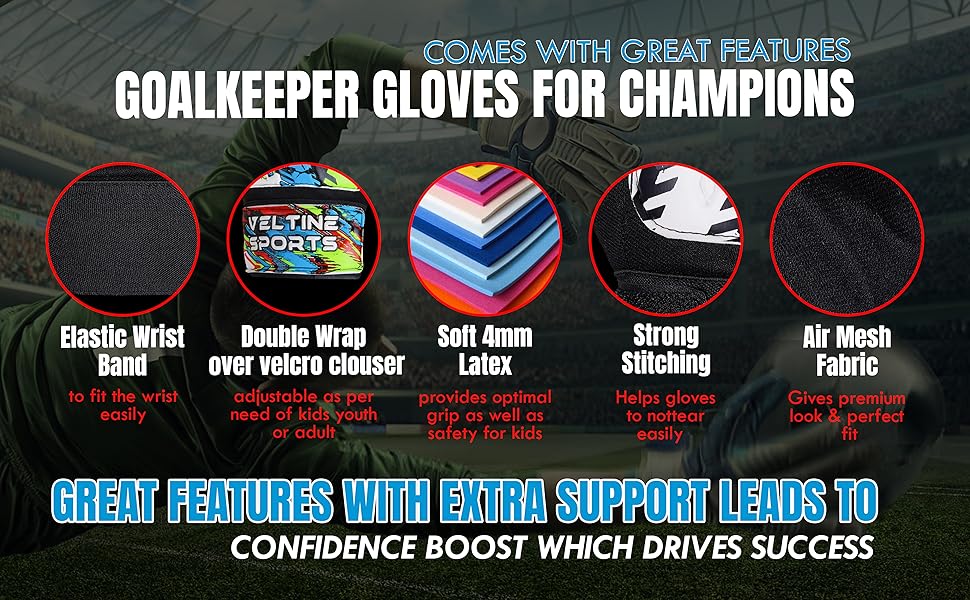 AGS Soccer Goalie Gloves for Kids Boys Children,Youth & Adult Football Goalkeeper Gloves with Double Wrist Protection and 4mm Latex Anti-Slip Strong Grips Palm