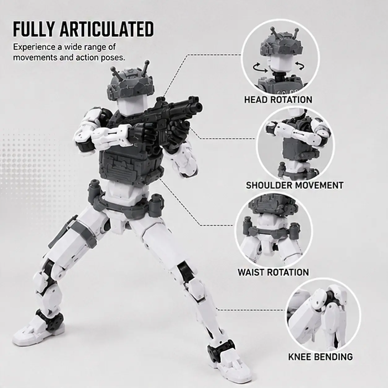 Dummy Mission 13 Movable Figure Ornament, T13 DIY Articulated Model, Collectible Desktop Figure Set, High-Scale Mechanical Style, Articulated Figures