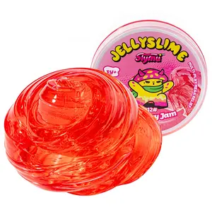 Slymu Jelly Slime Raspberry Jam - Clear, Red,  Unscented, Sensory Fidget Toys, Squish, 4 oz, Stress Relief, ASMR, Crisp Texture, Party Favors for Kids, Birthday Gifts for Girls and Boys, Goodie Bag Stuffers