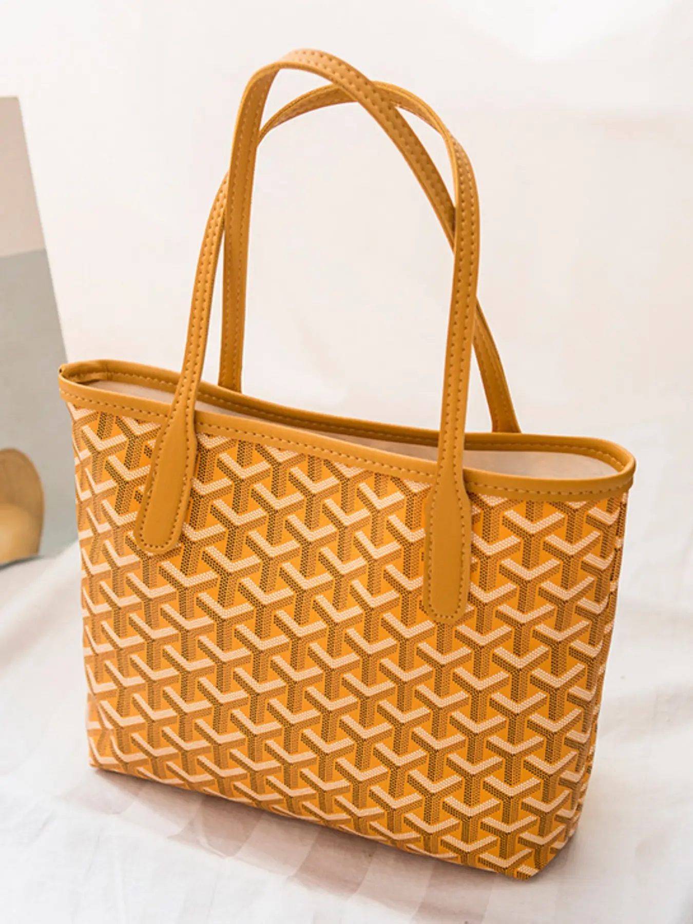 Women's Geometric Print Bucket Bag, Large Capacity Crossbody Shoulder Handbag, Casual All-Season Tote for Commute, Shopping, Travel